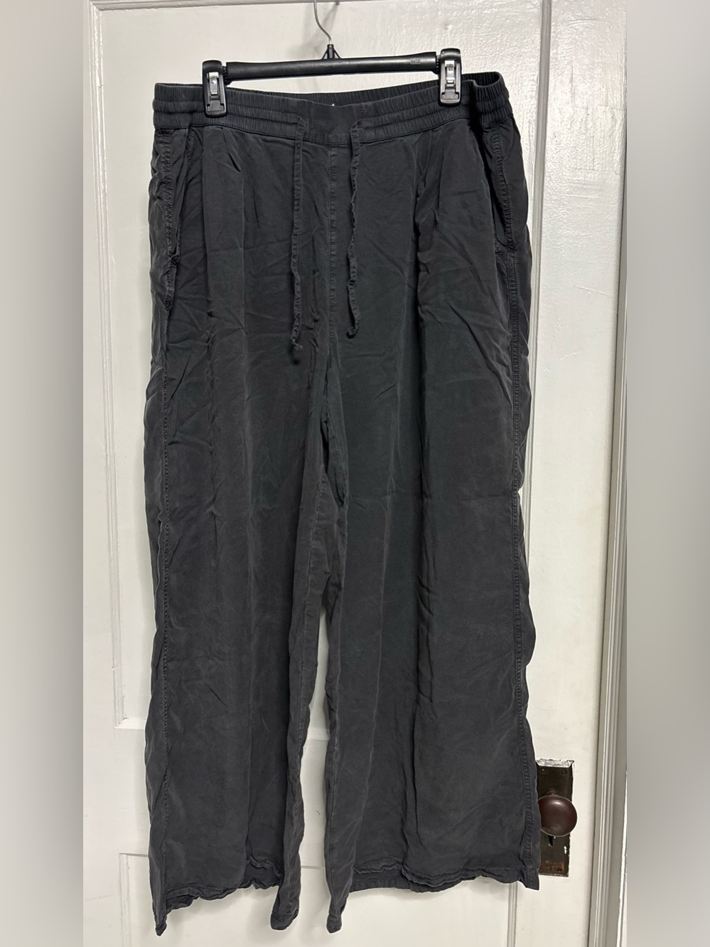 Womenโs Casual Drawstring Wide leg Pants - Black